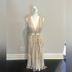 Z&L Cream Patterned Flowy Maxi Dress